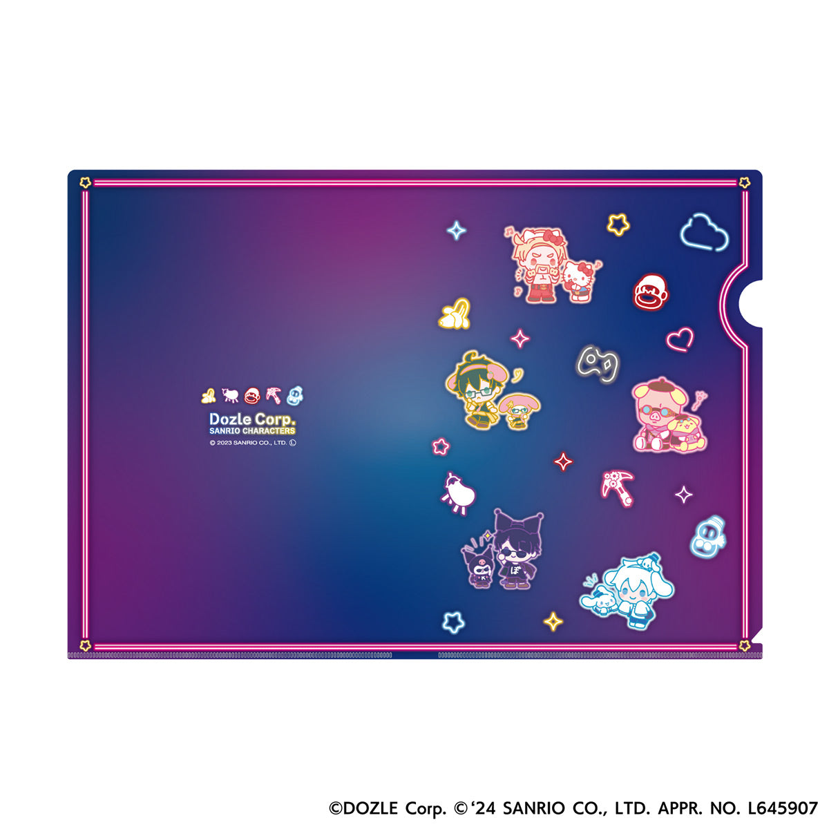 ドズル社サンリオキャラクターズコラボ クリアファイル ネオンver.